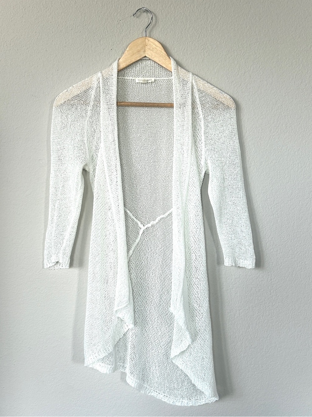 Eileen Fisher Open Front Organic Linen Asymmetrical Cardigan Sweater, Size XS